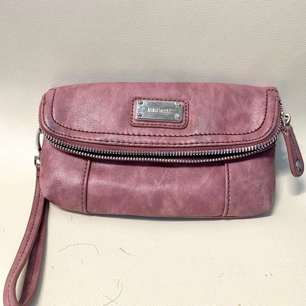 Fold Over Zip Mauve Purple Wristlet Bag Wallet​​​​​​